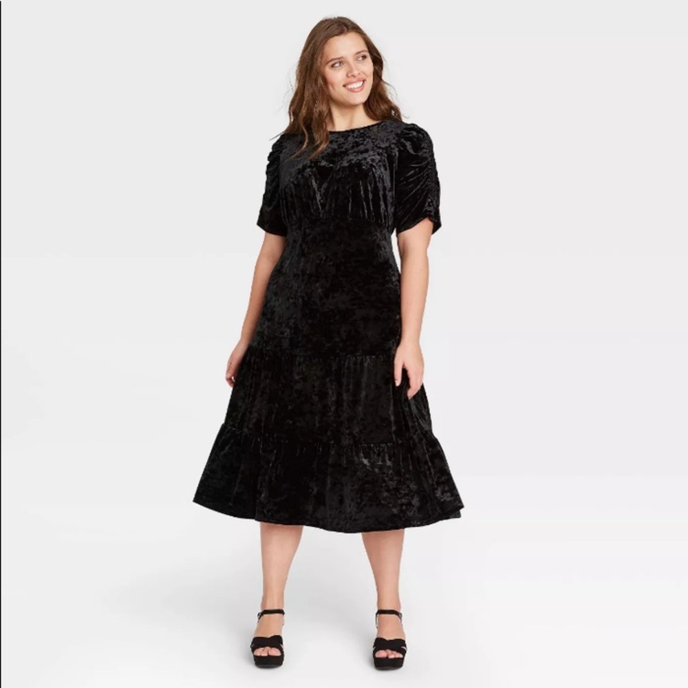 2 for $15 Who What Wear Velvet MIDI Dress Size L